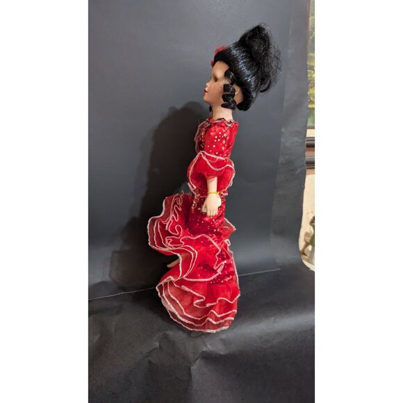 Brass Key 1999 Flamenco Doll Red Gown Dancing Through The Centuries 15” - Picture 6 of 9